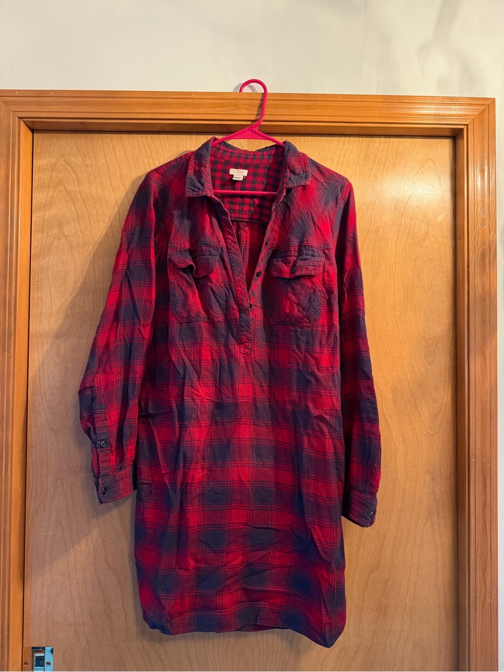 J.Crew Red and Navy Plaid Button-Up Shirt
